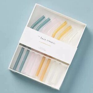Anthropology The Last Straw(s) Frosted Glass Straws Set of 8 - New in Box